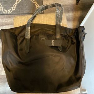 Botkier New York black nylon XL to vegan leather trim zip top